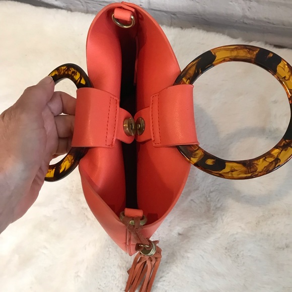 Anthropologie Lucite Handle Orange Tote Bag - Picture 7 of 9